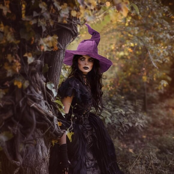 ?Women Purple Hat for Adult Halloween Costume Witch Hat Accessories main image 6